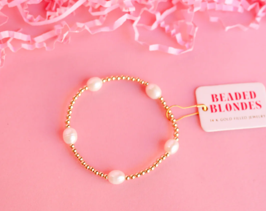 BB Pearl Poppi Bracelet in Gold: Standard 6.75 inch