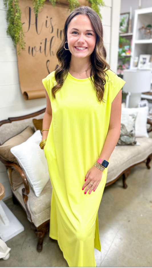Yellow Round Neck Maxi Dress