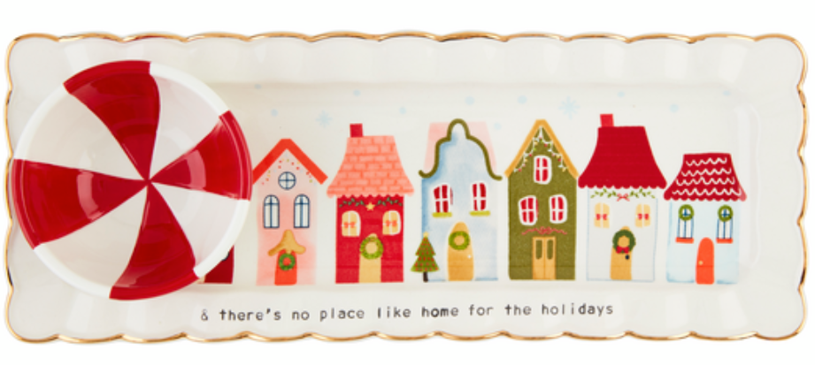 Christmas Village Tray & Dip Set