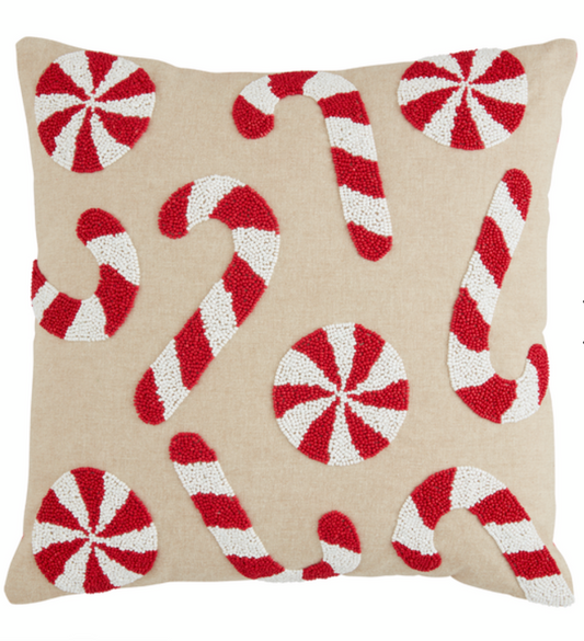 Candy Cane Beaded Pillow