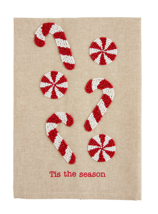 Beaded Candy Cane Towel