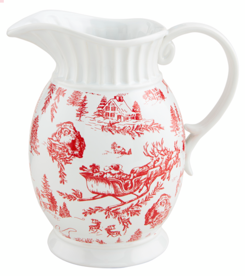 Christmas Toile Pitcher