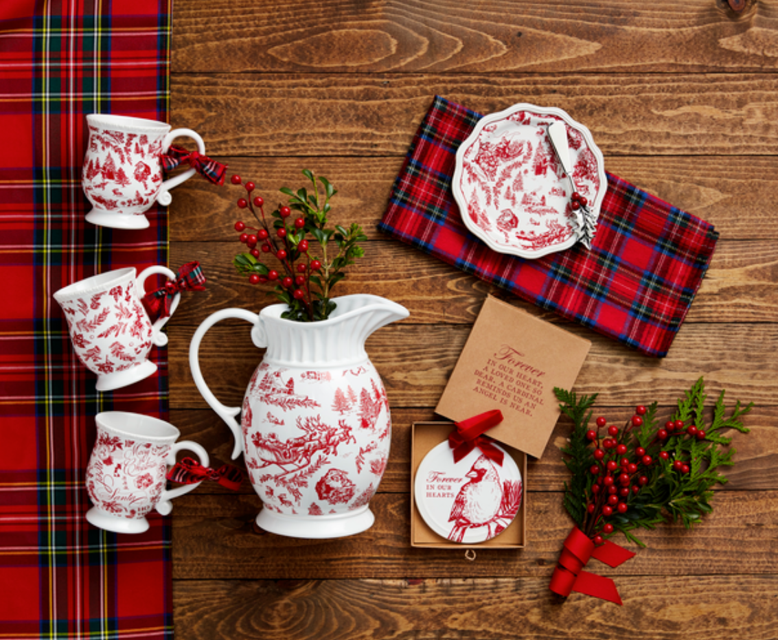 Christmas Toile Pitcher