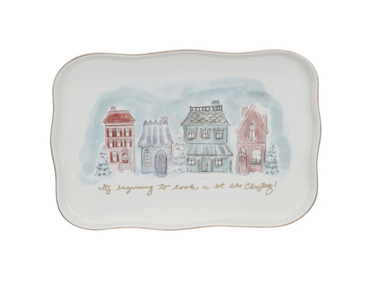 Painted Village Platter