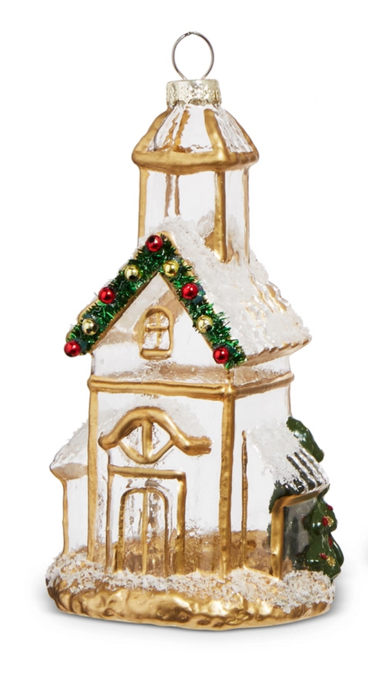 Narrow Gold Church Ornament