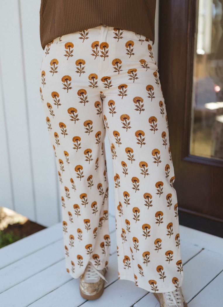 Ecru Botanical Pants