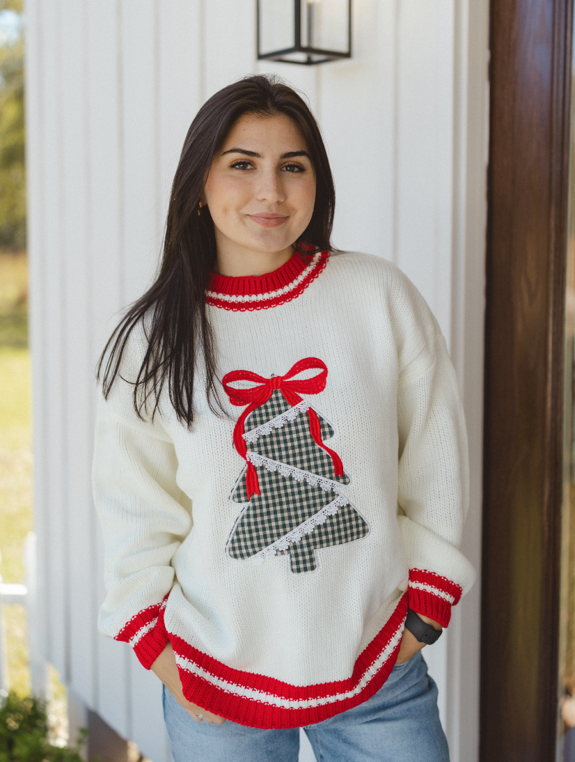 Plaid Tree Knit Sweater