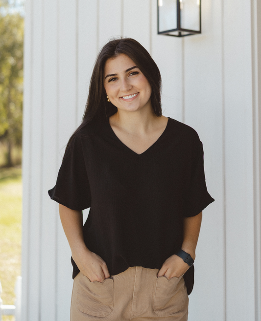 Black V-Neck Top