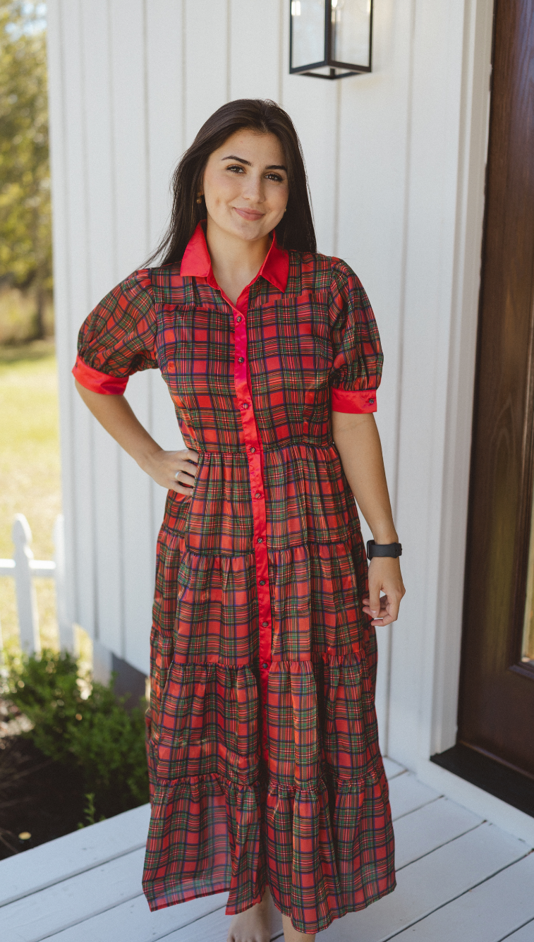 Christmas Plaid Organza Maxi