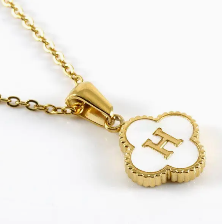 Aubrey Adele - Quatrefoil Initial Necklace