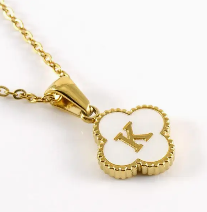 Aubrey Adele - Quatrefoil Initial Necklace