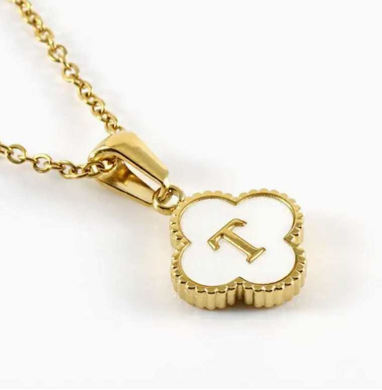 Aubrey Adele - Quatrefoil Initial Necklace