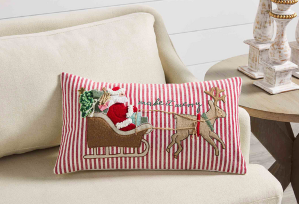 Sleigh Embroidered Pillow