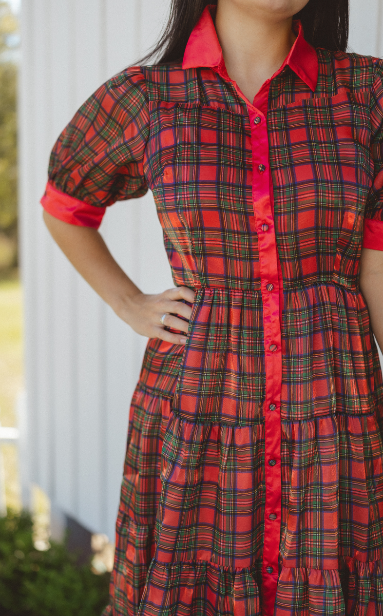 Christmas Plaid Organza Maxi