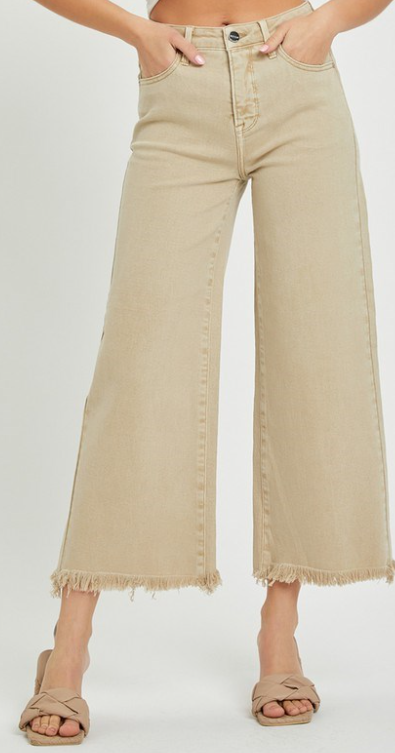 Khaki Wide Leg Jeans