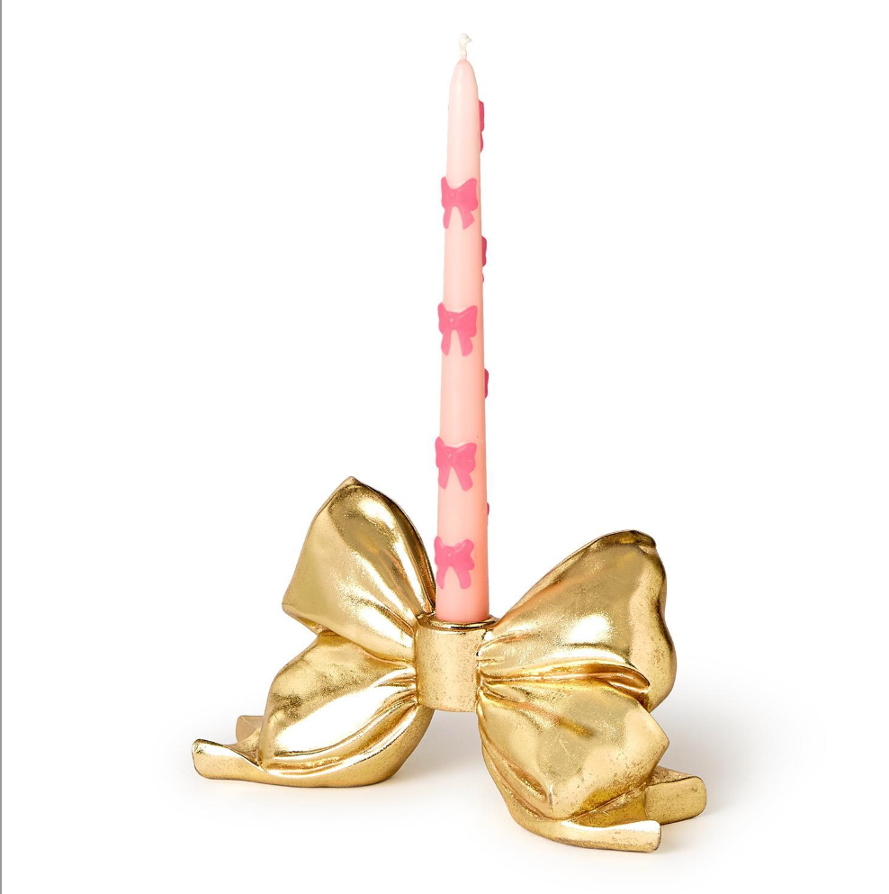 Gold Bow Taper Holder