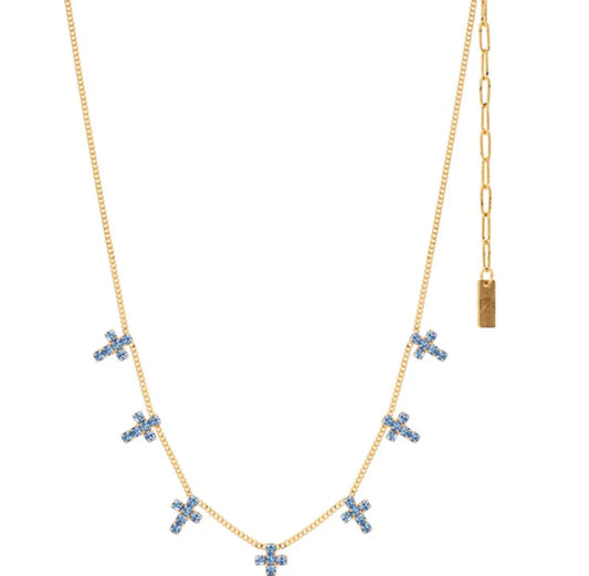 Multi Cross Necklace in Light Sapphire