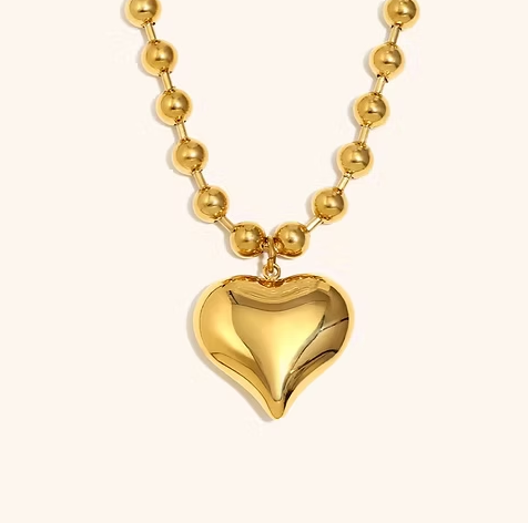 Gold Bubble Heart Necklace