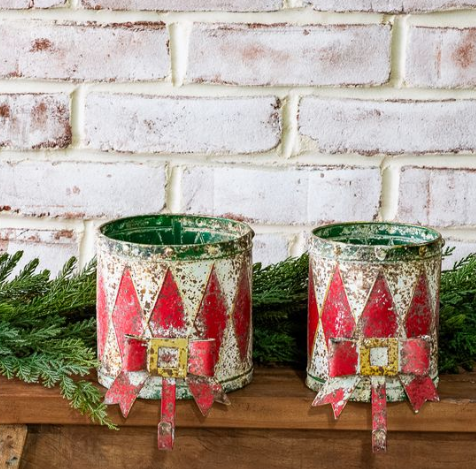 Antique Drum Stocking Holder Set