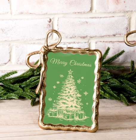 Gold Ribbon Christmas Frame