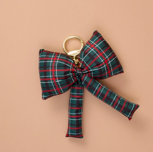Puffy Bow Bag Plaid Charm