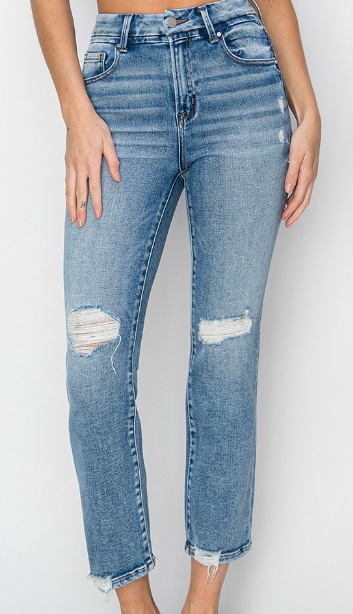 Risen Straight Crop Jeans