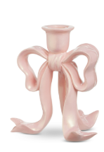 Pink Pearlescent Bow Candlestick
