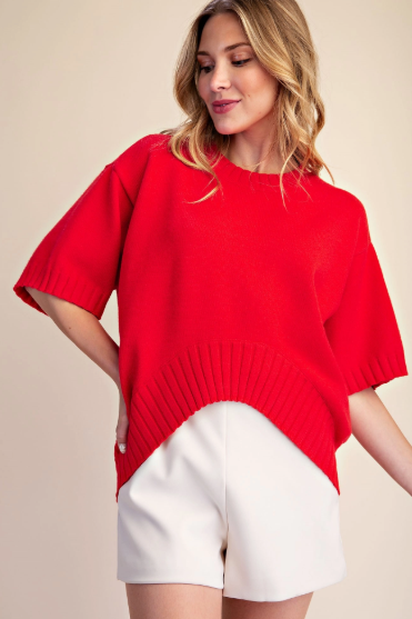Ribbed Hem Sweater Top