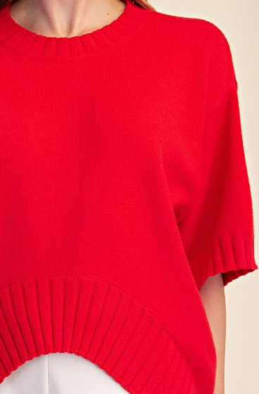 Ribbed Hem Sweater Top