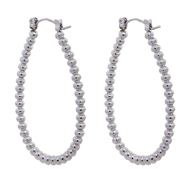 Oblong Beaded Hoops