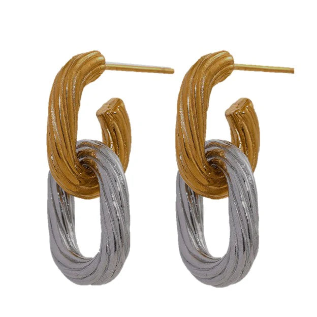 Two Tone Link Earrings