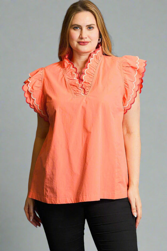 Coral Scallop Top