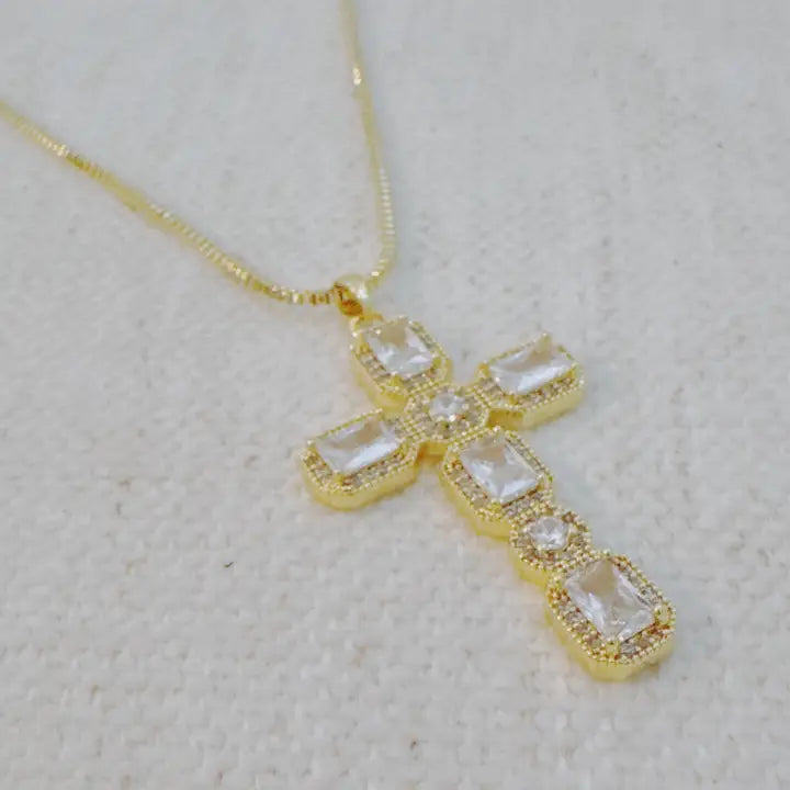 Vintage Sparkle Cross Necklace