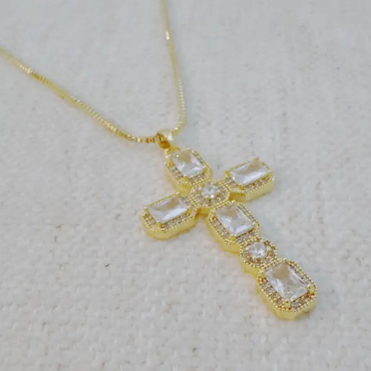 Vintage Sparkle Cross Necklace