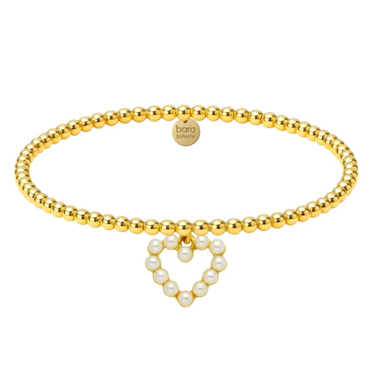 Pearl Heart Charm Bracelet