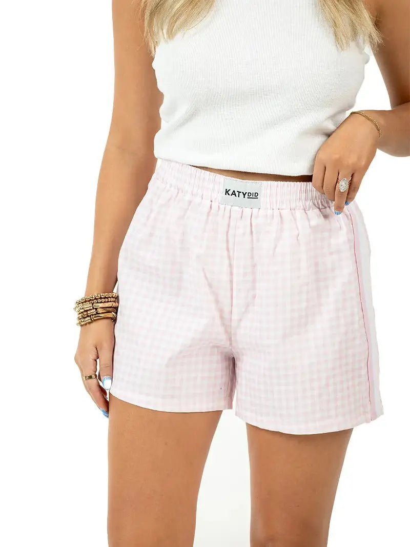 Light Pink Gingham Boxer Shorts