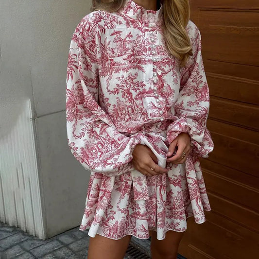 Red Vintage Toile Dress