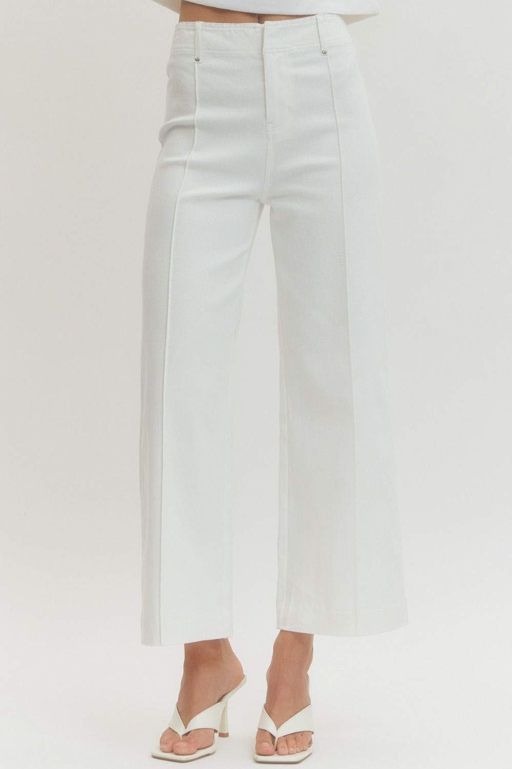 Off White Pin Tuck Pants