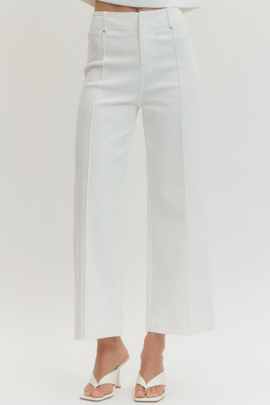 Off White Pin Tuck Pants
