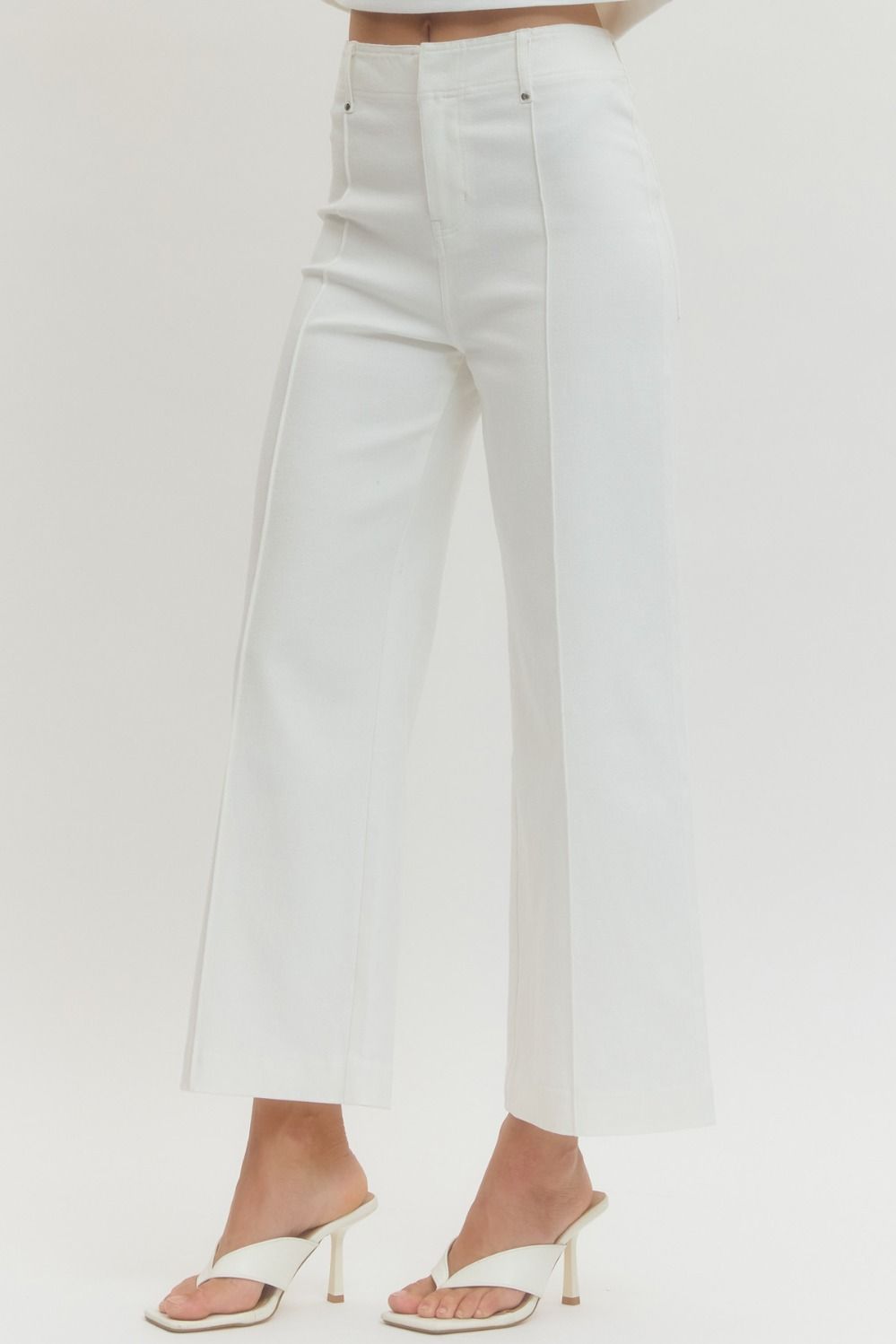 Off White Pin Tuck Pants