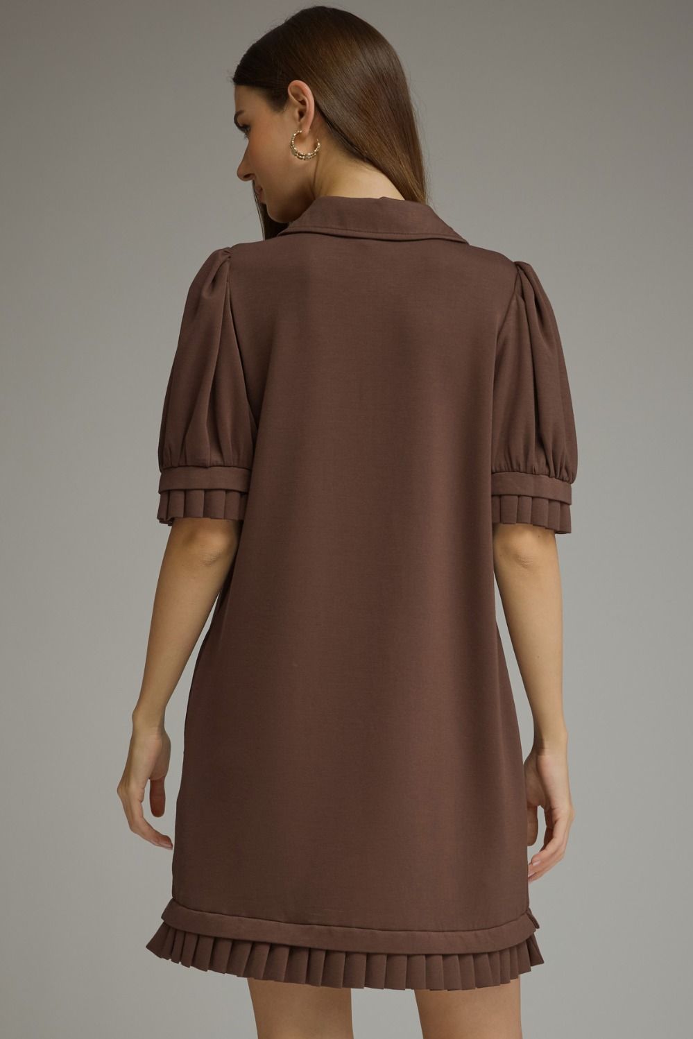 Zip-Up Pleated Mini Dress