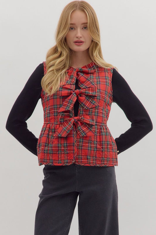 Plaid Peplum Quilted Jacket