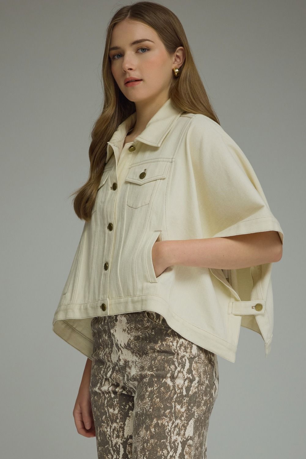 Ivory Denim Short Sleeve Jacket