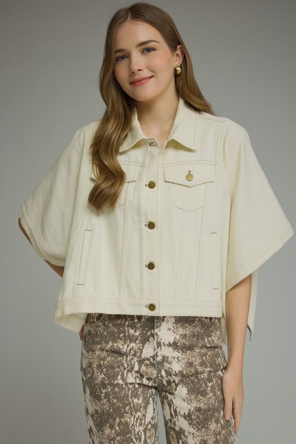 Ivory Denim Short Sleeve Jacket