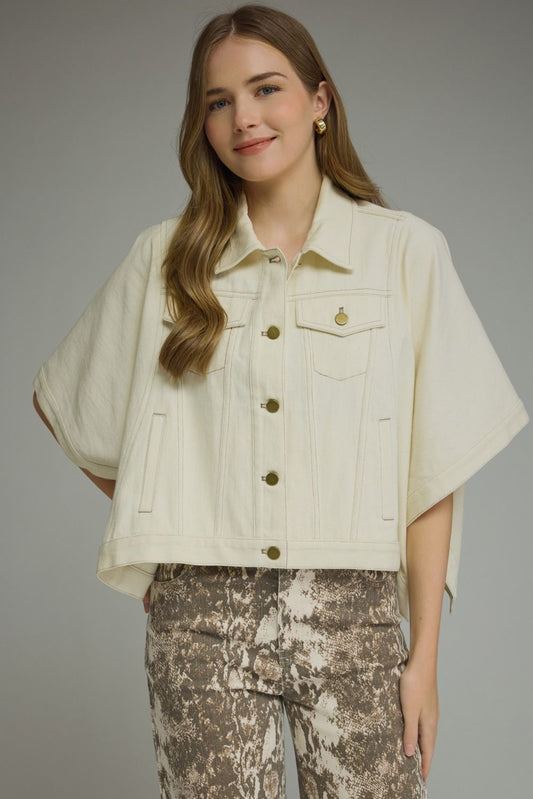 Ivory Denim Short Sleeve Jacket