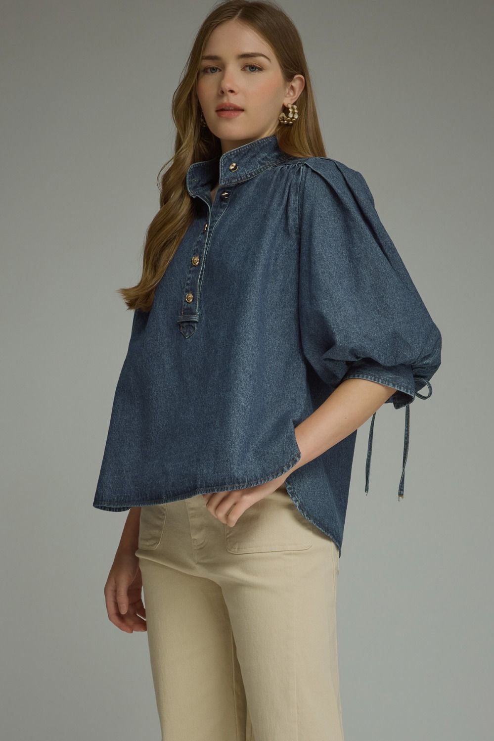 Puff Sleeve Denim Top