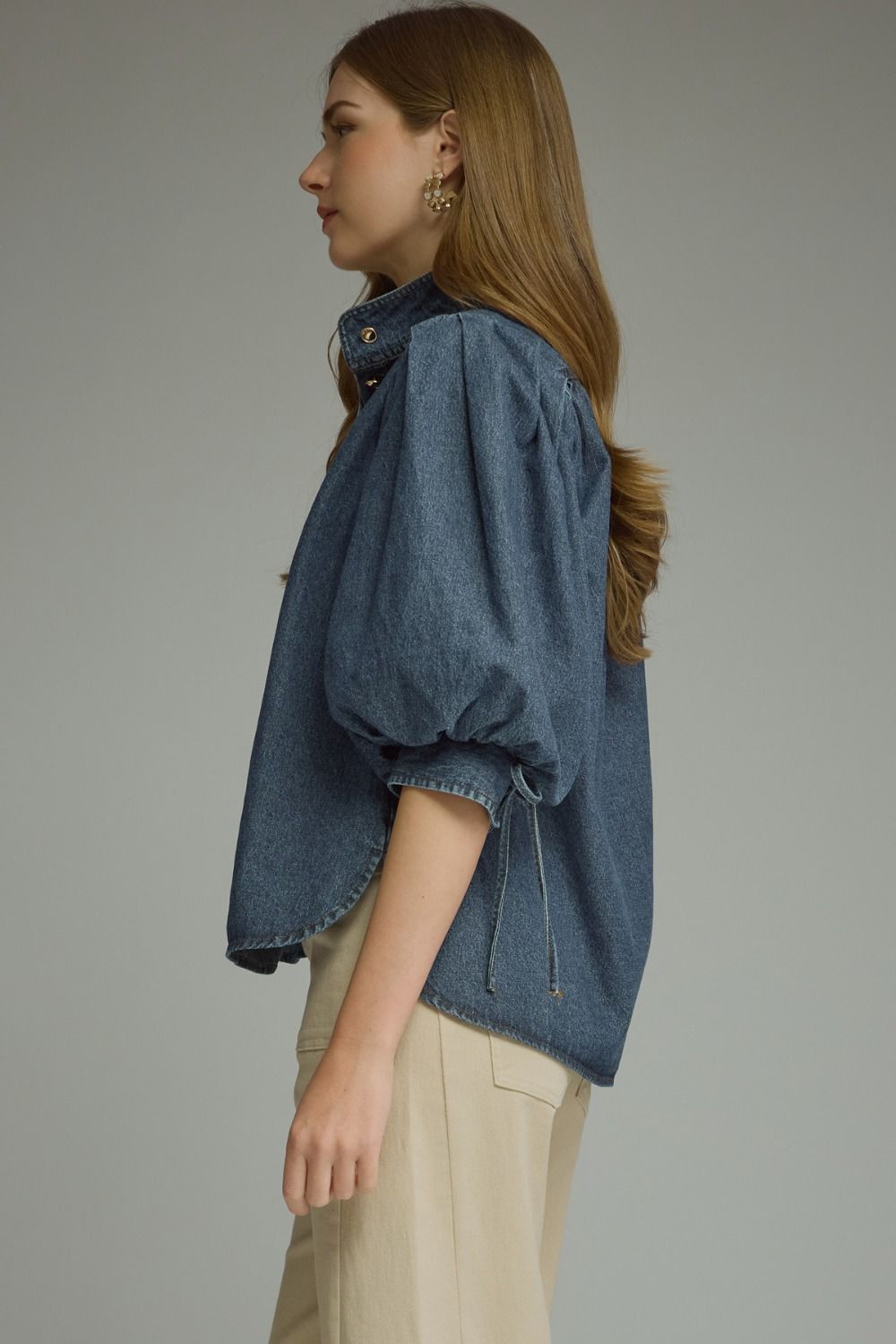Puff Sleeve Denim Top