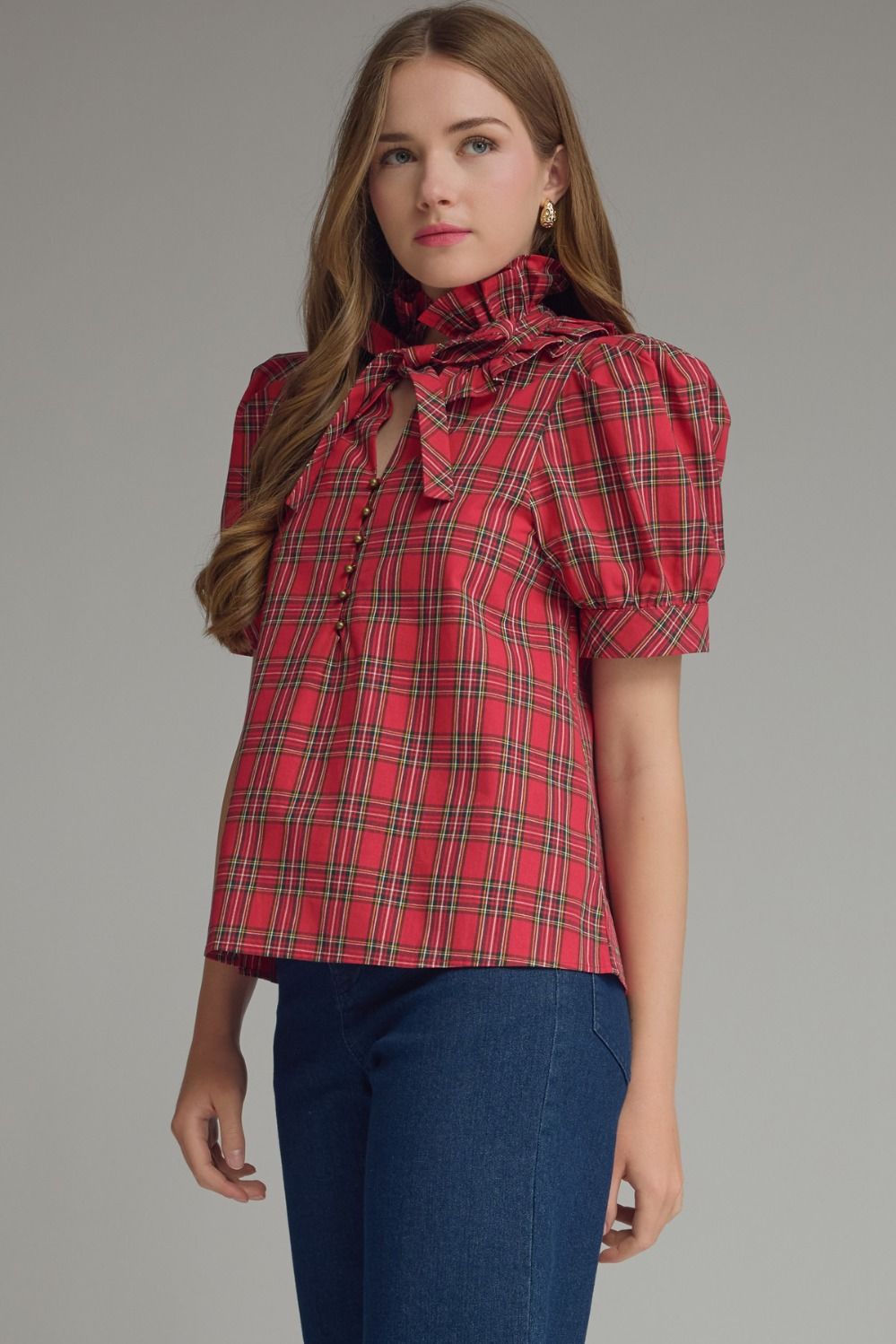 Tartan Bow Blouse