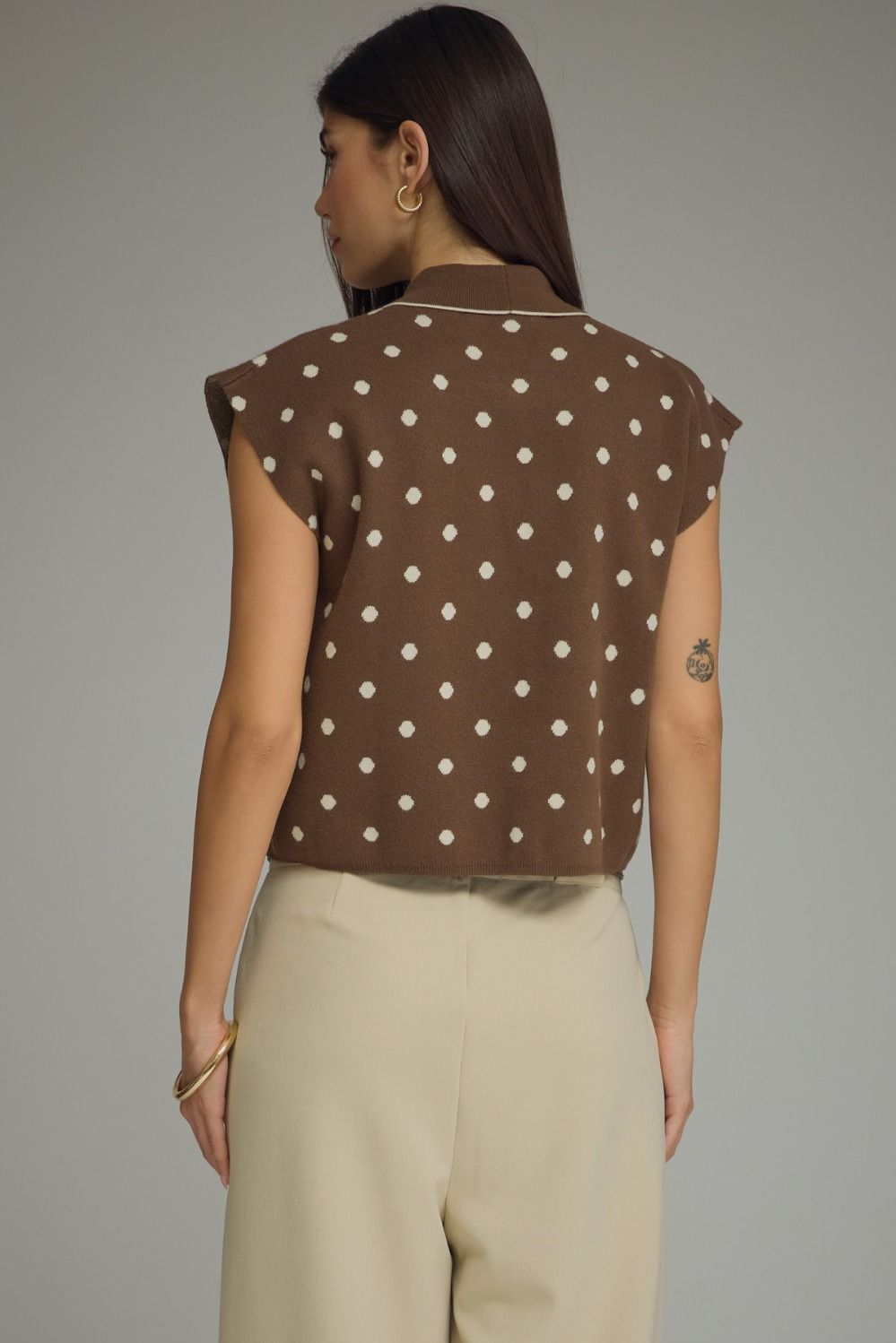 Brown Polka Dot Cap Sleeve