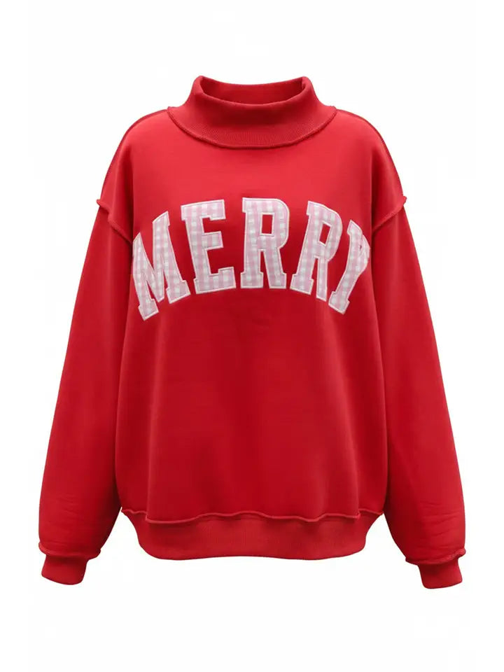 Pink Gingham Merry Sweatshirt